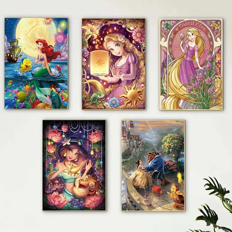 5D DIY Disney Princess Diamond Painting Full Round Diamond Mosaic Beauty and The Beast Embroidery Cross Stitch Kits Home Decor