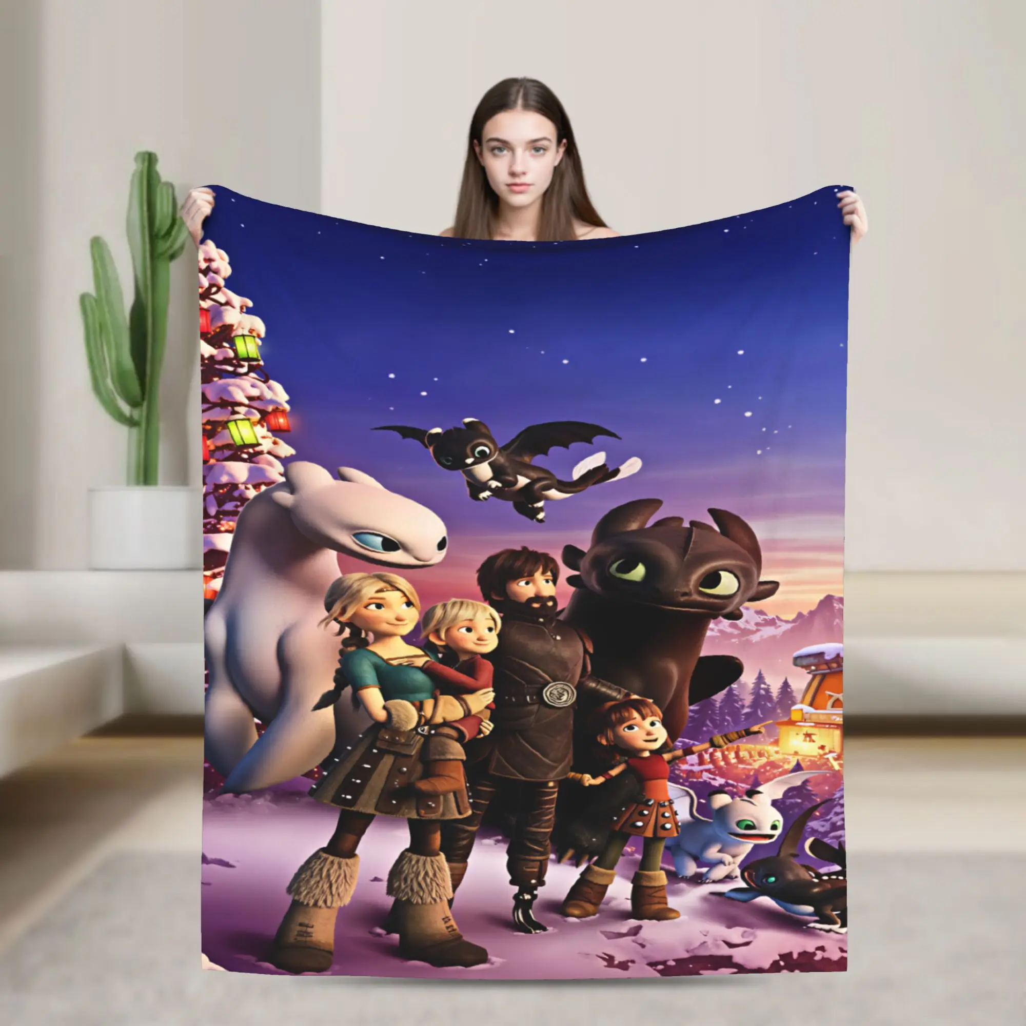H-How To TT-rain Your Dragon Blanket  Soft Warm Funny Plush Throw Blanket For Living Room Camping Flannel Bedspread Bed Cover