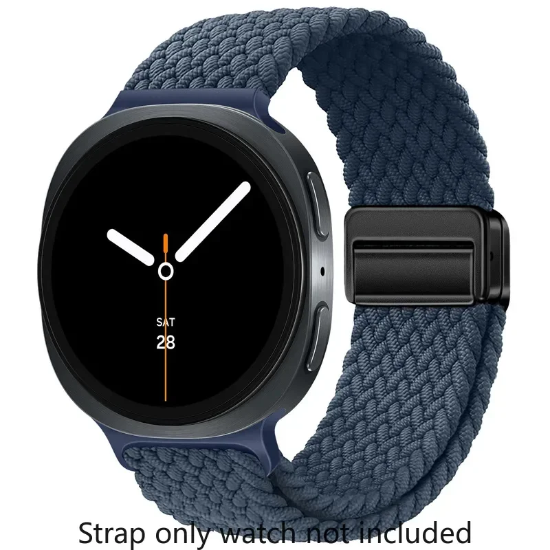 Geflochtenes Solo-Loop-Armband aus Nylon, geeignet für Samsung Galaxy Watch 8 40 mm/44 mm, Magnetband für Galaxy Watch 8 Classic Correa