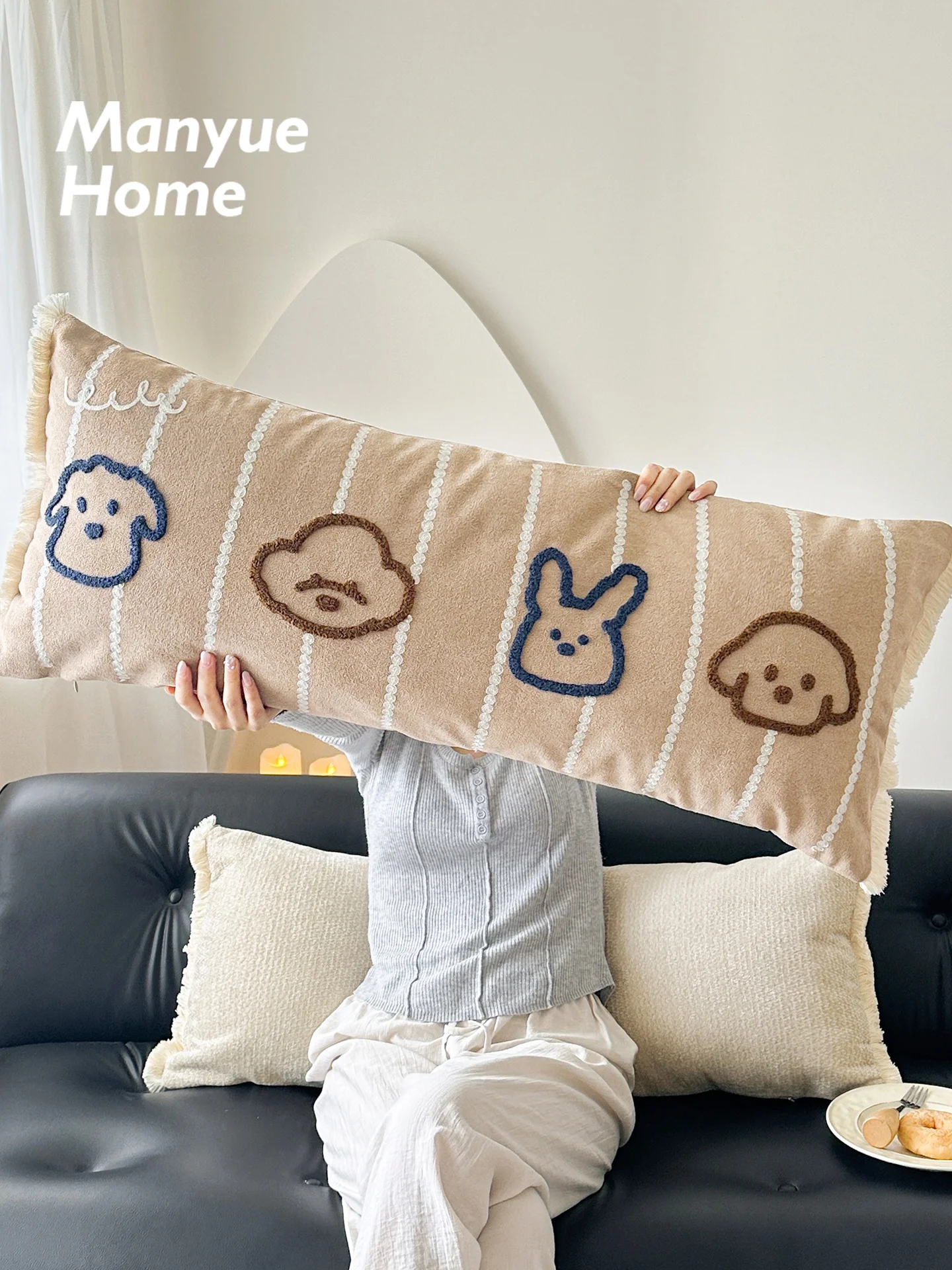 

Милая декоративная подушка в форме собаки для спальни и дивана, мягкая плюшевая длинная прямоугольная подушка для дома