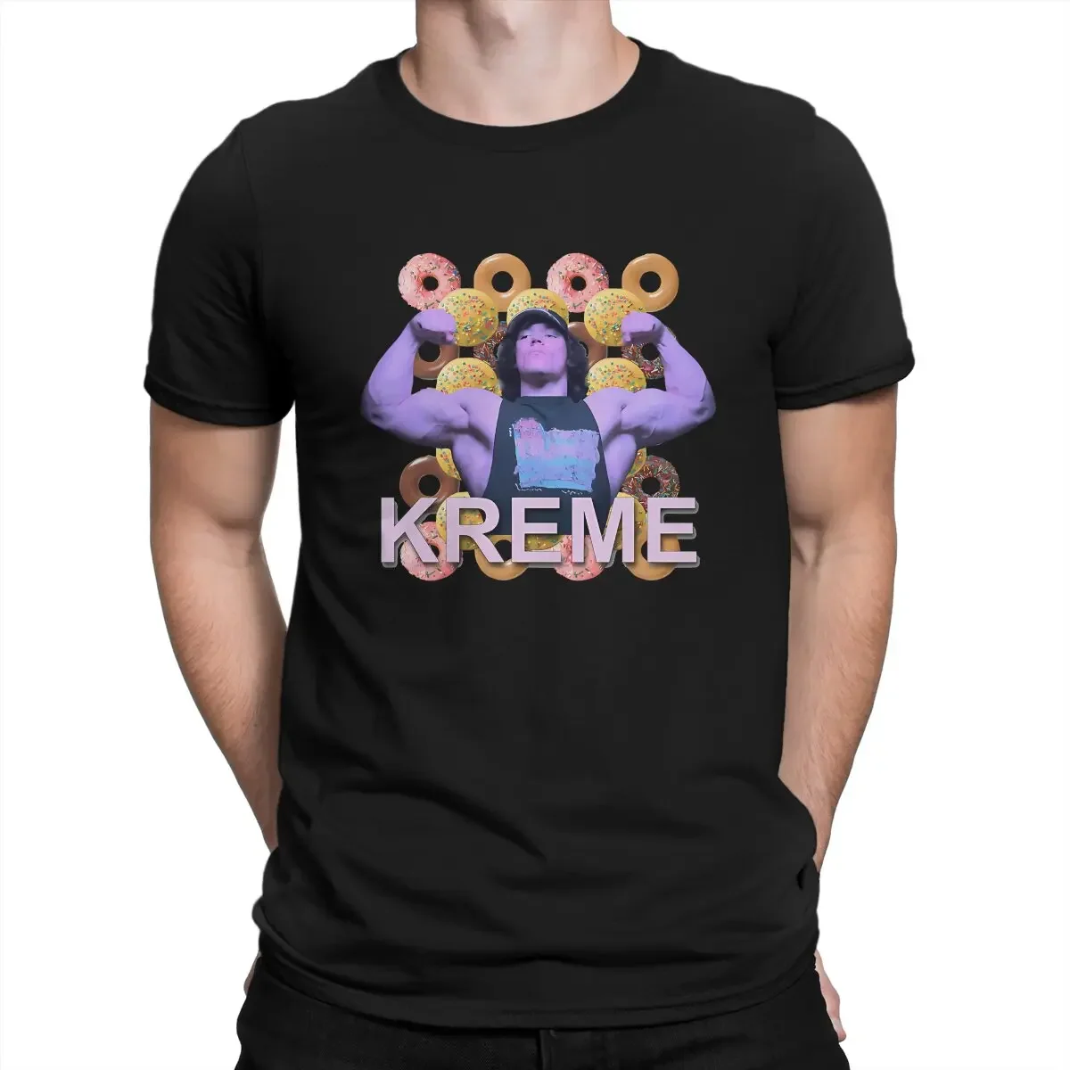 Creative Krispy Kreme Rules Everything Around Me T-Shirt for Men O Neck Cotton T Shirt Sam Sulek Short Sleeve Tee Shirt