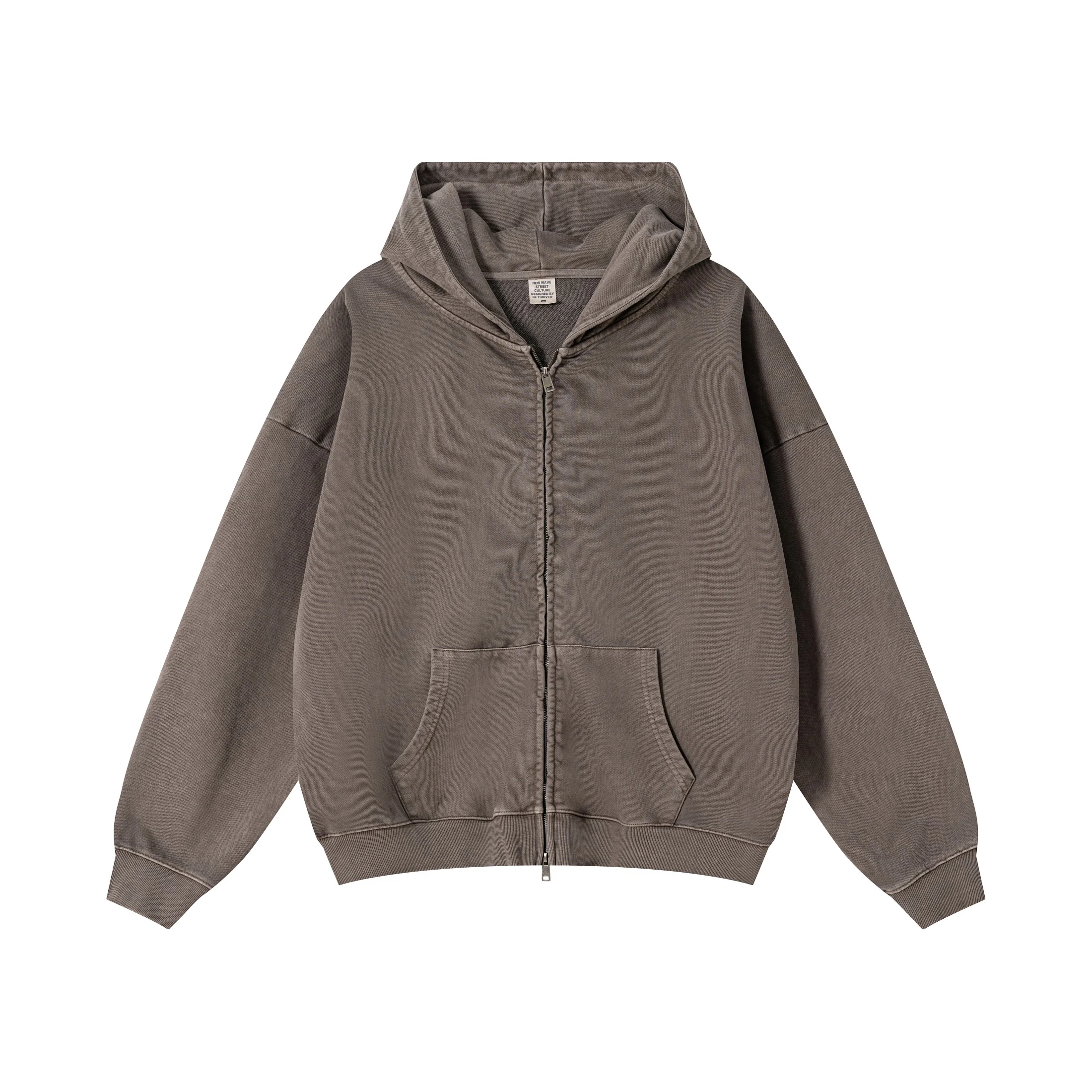 

2025 Autumn American Vintage Oversized Zip Up Hoodies Sweatshirts Wax Printed Washed Casual Distressed Fall Hooded Jacket