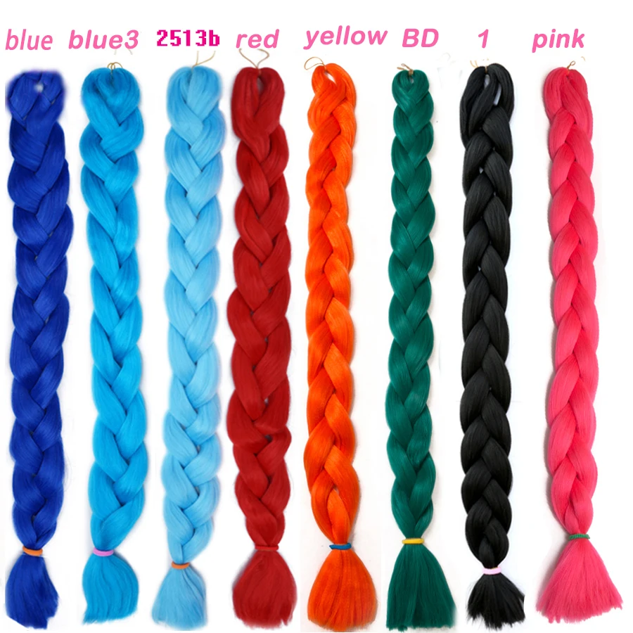 Verves Flechten langes Haar synthetische 100cm Jumbo Zöpfe 82 Zoll Box geflochtene DIY Verlängerungen für Frauen Mädchen braun schwarz rosa blau