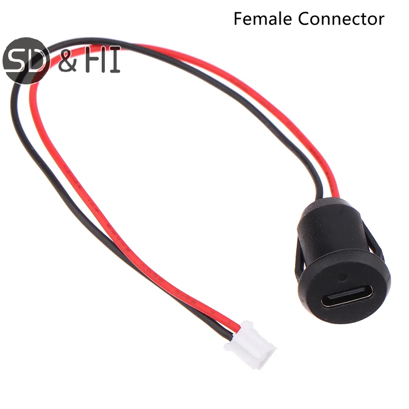 1PC USB-C 2Pin High Current Charging Socket With PH2.0 Nut Snap Lock Plate USB TYPE-C Female Waterproof Female Connector Jack