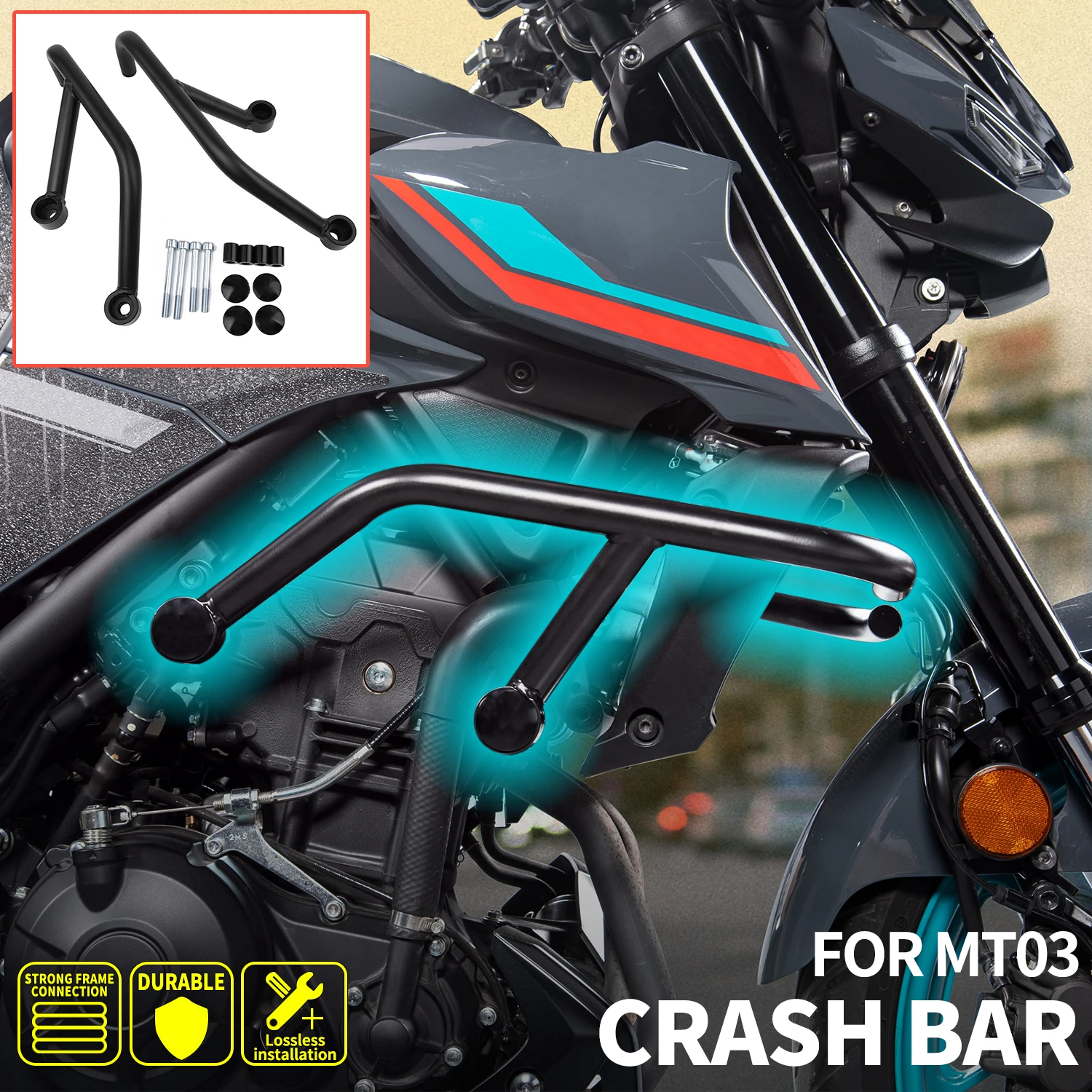 

For Yamaha MT03 MT25 MT 03 25 MT-03 MT-25 2015-2023 Motorcycle Crash Bar Engine Guard Frame Bumper Protector Falling Protection