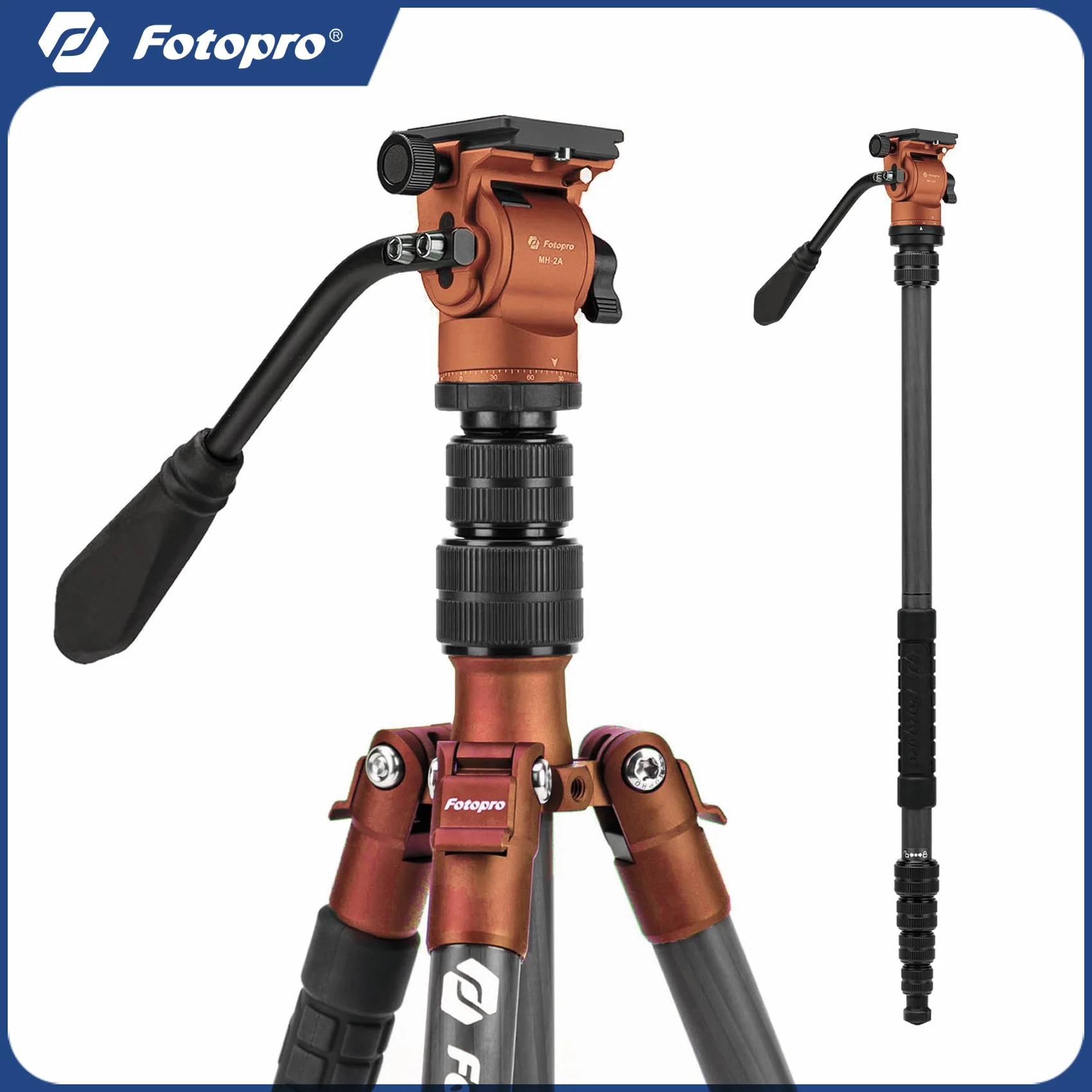 

Fotopro 59" Carbon Fiber Travel Tripod Compact Camera Tripods Detachable Monopod for DSLR X-GO E2