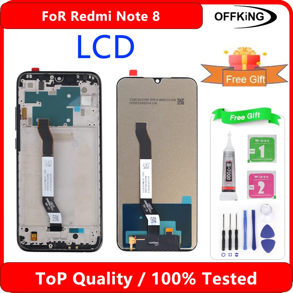 OFFKING  For Xiaomi Redmi Note 8 Note 8 Pro TFT LCD Screen Display with Digitizer Full Assembly Mobile Phone Replacement Parts