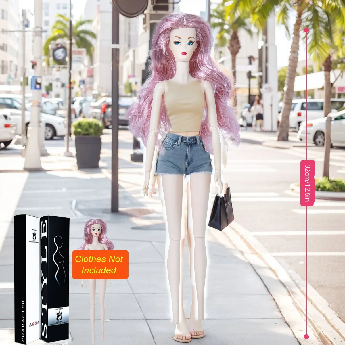 

1/6 Scale Collectible Figure, 12-Joint BJD, Realistic Changeable Makeup 12.6in Ornament (no clothing)