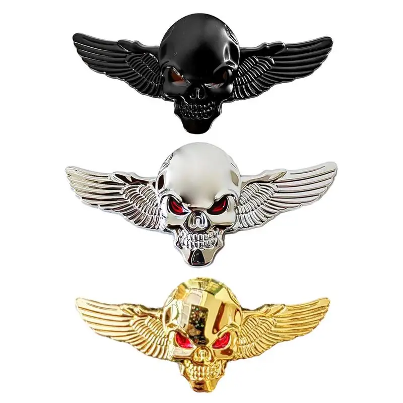 3D Metal Car Sticker Car Emblem Decoration Sticker Skeleton Angel Wings Car Badges Stickers for Universal Cars Motorcycle Bike