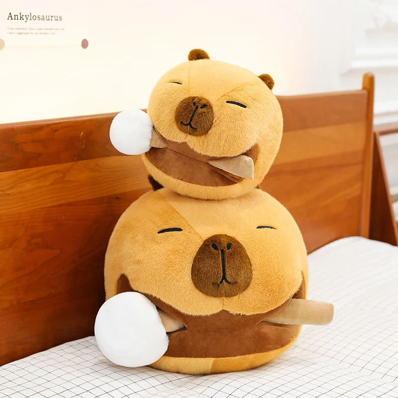 

25-40cm Cute Wooden Fish Capybara Plush Toy Kawaii Stuffed Animal Fluffly Fatty Capybara Doll Throw Pillow for Girls Gifts Decor