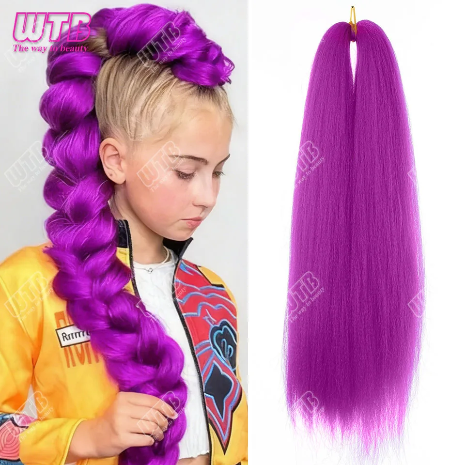 Synthetic Braided Purple Hair Ponytail Rumi Costume Hairstyle Ponytail Wig for Kids Girls Halloween Christmas