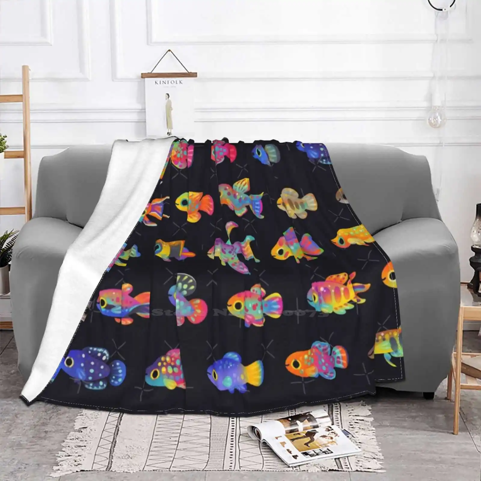 Killifish! Trend Style Funny Fashion Soft Throw Blanket Tropical Freshwater Fish Aquarium Fond Biology Animal Colorful Pikaole