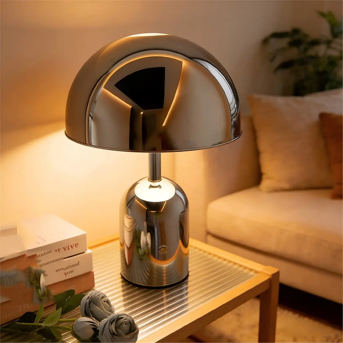 ABSF LED-Pilztischlampe, dimmbare Nachttischlampe, Nachtlicht für Zuhause, Schlafzimmer, Dekoration, wiederaufladbare USB-Schreibtischlampe