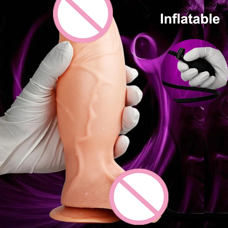 Huge Inflatable Dildo Pump Big Anal Plug No Vibrator Realistic Penis Vaginal Stimulation Adult Sex Toys Women Men Masturbator