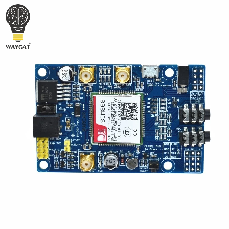 Imagem -04 - Placa de Desenvolvimento de Módulo Sim808 Gsm Gprs Antena Gps Ipx Sma Suporte Raspberry pi 2g 3g 4g Cartão Sim