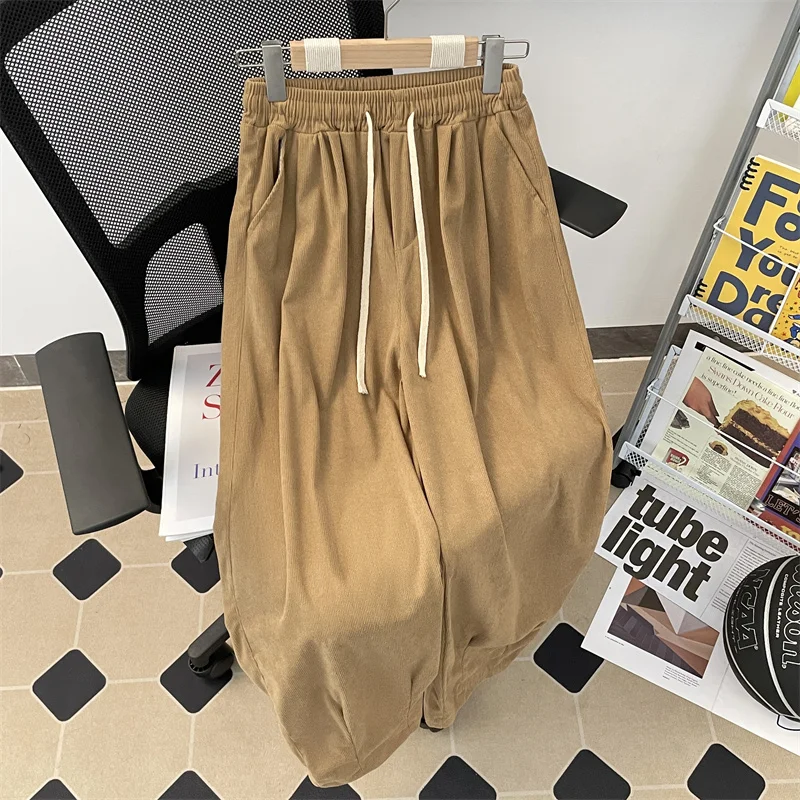 

Japanese Retro Workwear Long Pants Men's Thin Corduroy Loose Casual High Street Wide-leg Trousers Men Bottom Male Clothes
