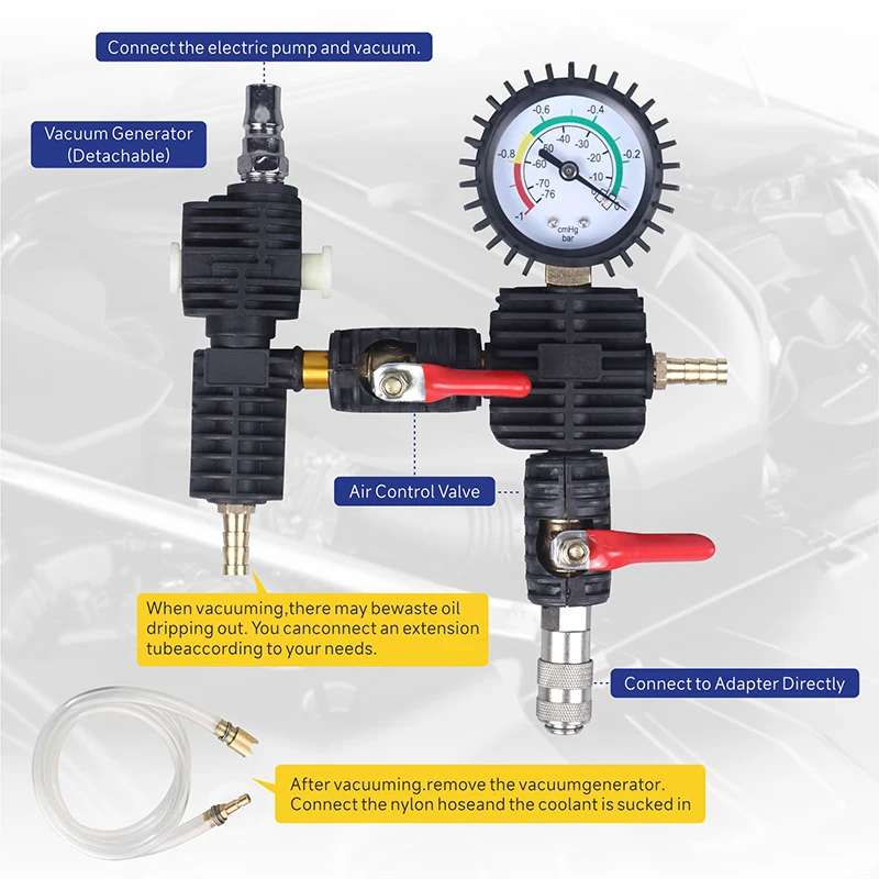 Kit Tester tekanan Radiator Universal, 34 buah, kit Tester tekanan pendingin, alat isi ulang pendingin untuk mobil truk otomotif