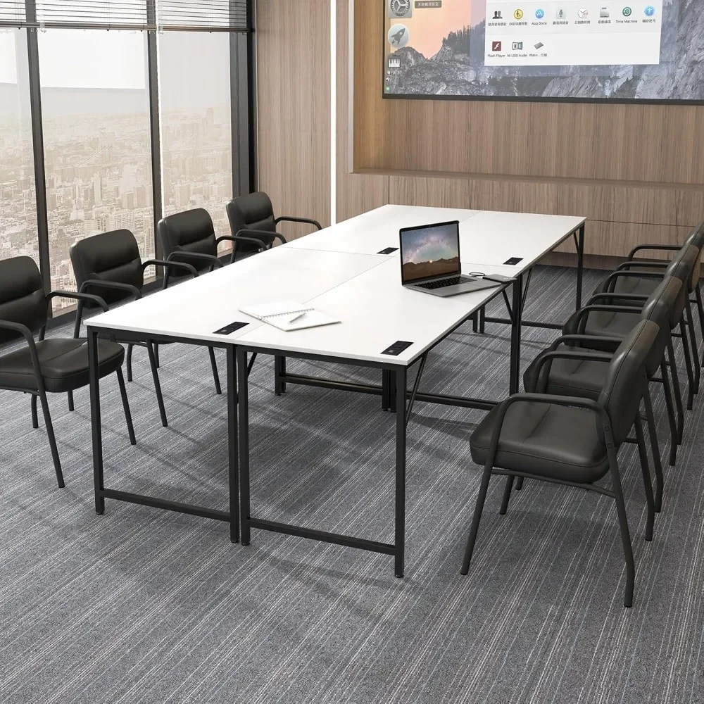 20 FT Conference Table with Charging Station, 4 PCS Large Meeting Room Desk with Storage Bag, Modern Office Desk for 8 People