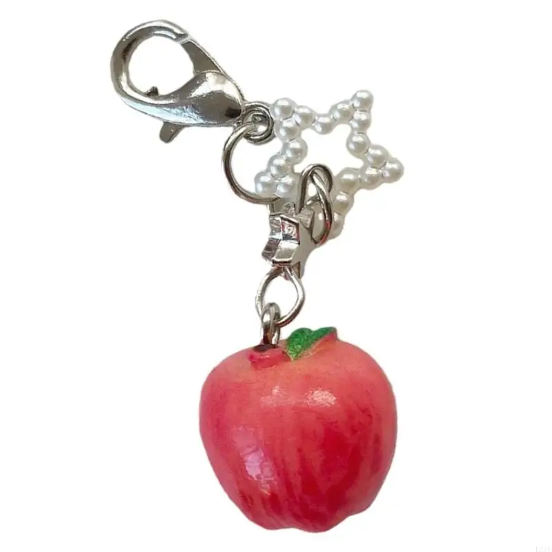 Adorable Red Fruit Pendant Keyring Featuring Unique Five Point Charm