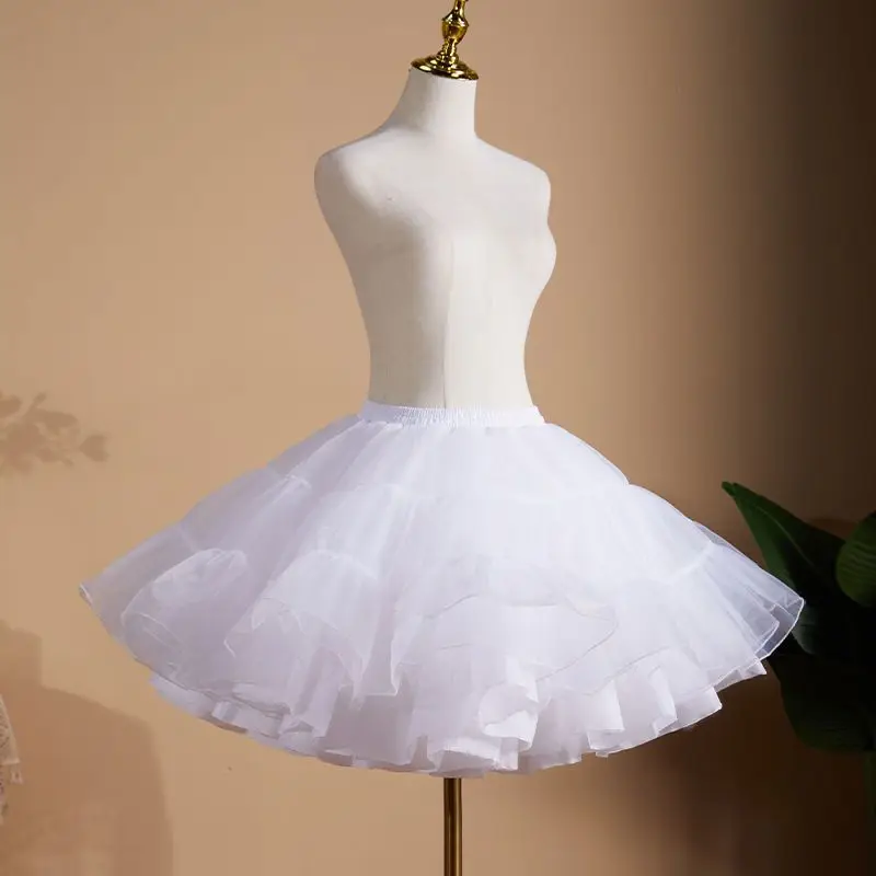 

Двусторонняя нижняя юбка в стиле Лолиты, 4-слойная белая двусторонняя кринолиновая короткая юбка-пачка без костей для платья для косплея