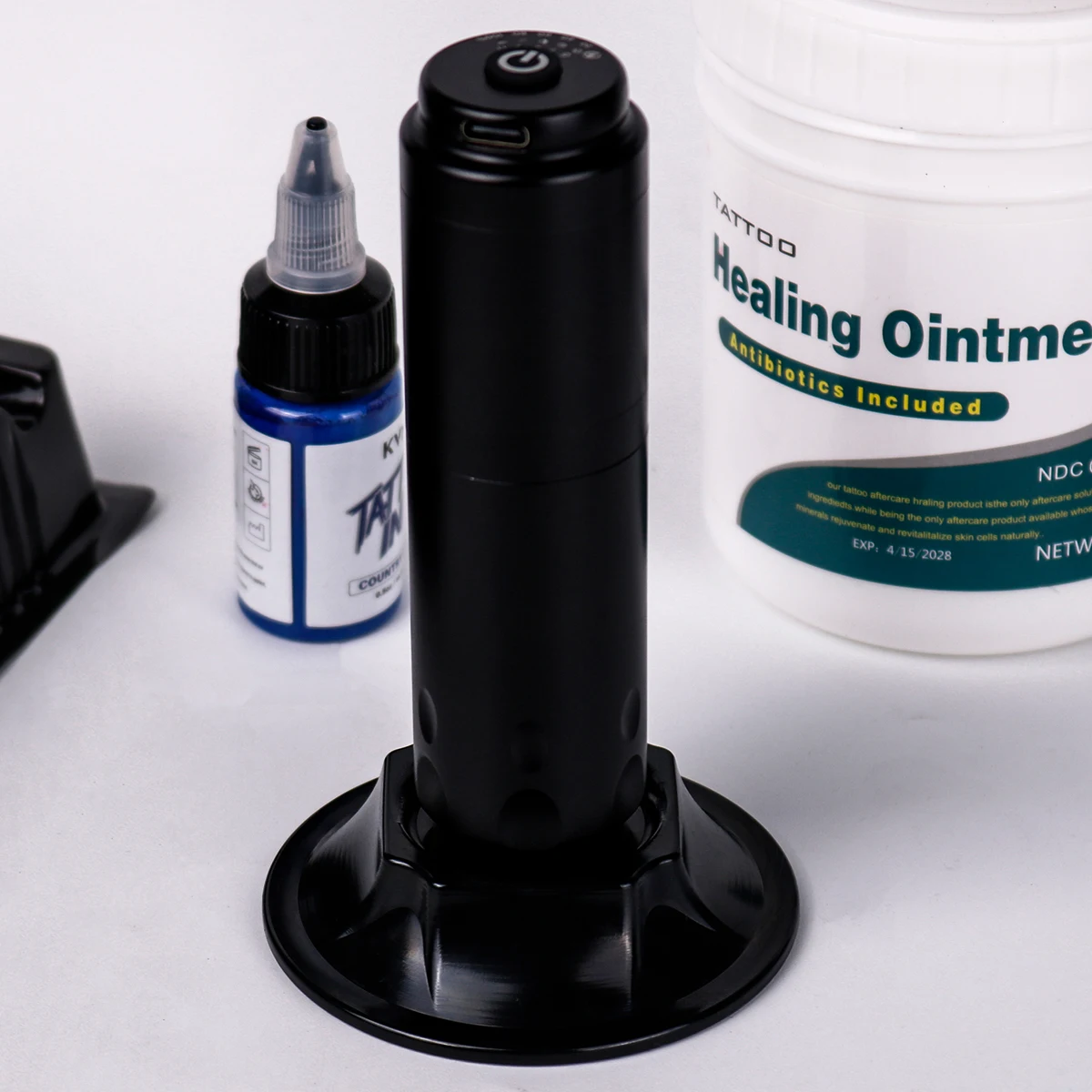 1/2 قطعة جديد أسود البلاستيك ماكينة رسم الوشم التجميلي حامل قلم عرض قوس تخزين الرف صينية دائمة إطار دعم الوشم الملحقات #5