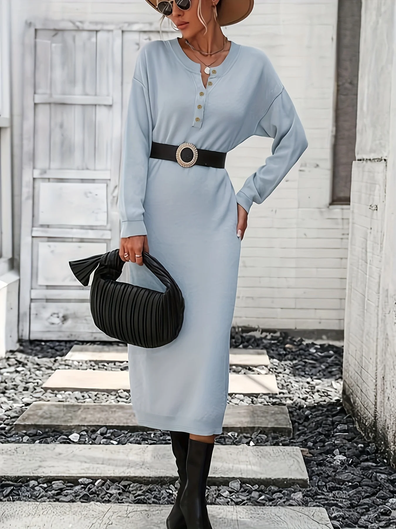 

Light blue Women's Oversized Woven Dress Casual Bohemian Maxi Summer A-Line Long Full Length Clothing Light blue