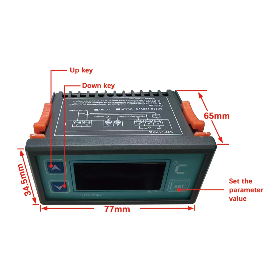 Temperature Controller STC-100A Temperature Controller Cold and Hot Refrigerator Thermostat AC 220V Regulator 2M NTC Sensor
