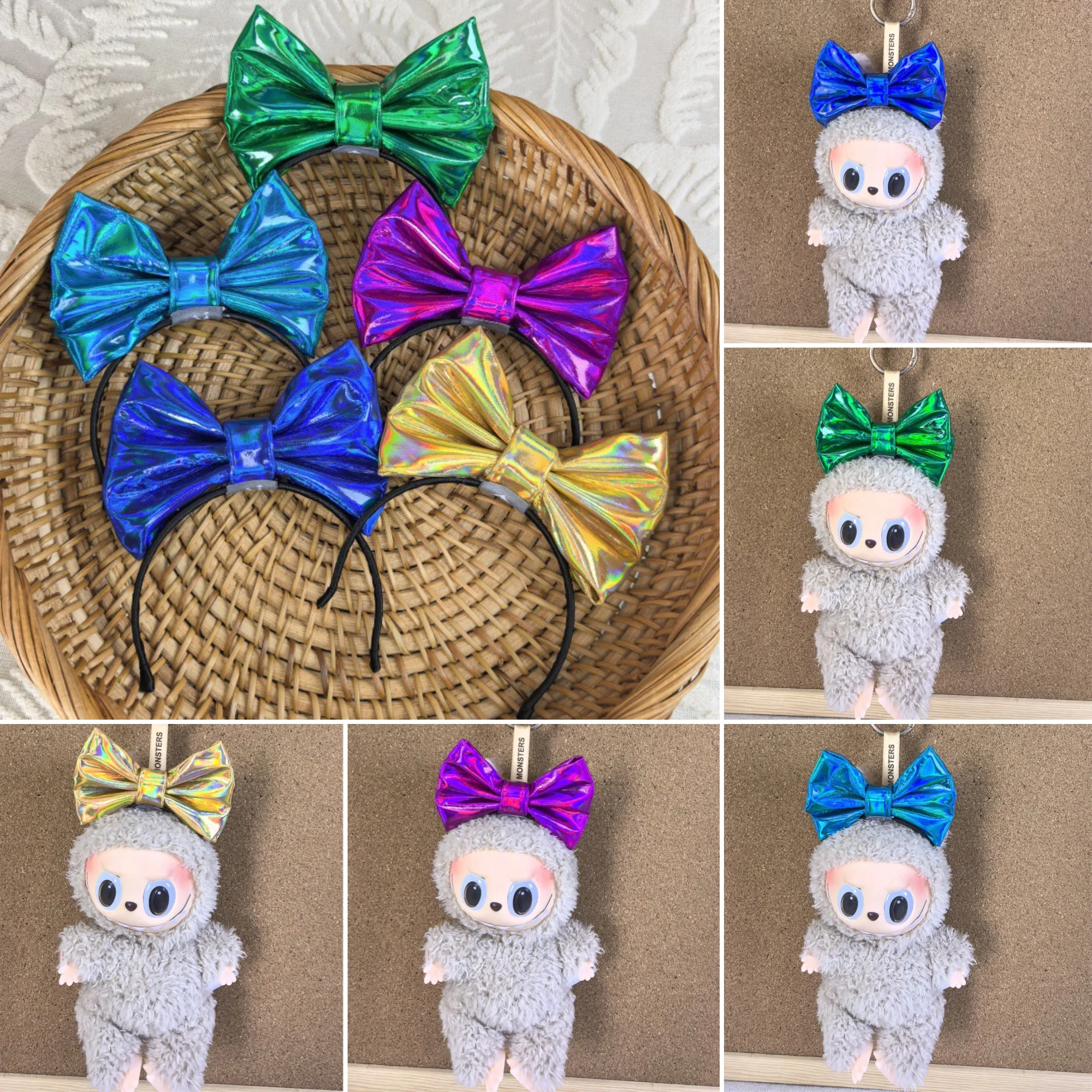 

Labubu Holographic Bow Headband Set: Cute & Colorful Accessories For 1st-3rd Gen 15/17cm Dolls