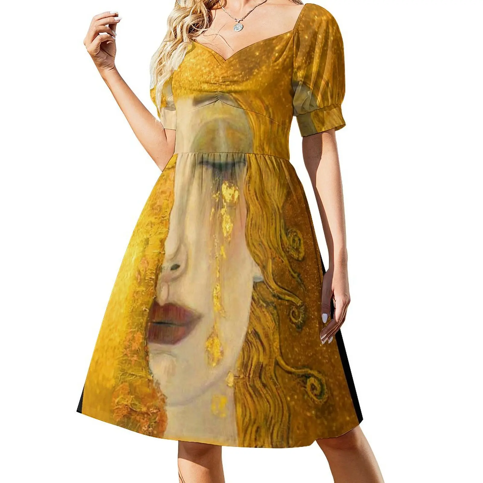 

Gustav Klimt Freya's Tears| Gustav Klimt - golden tears Short Sleeved Dress Women's skirt women's dresses luxury Dress