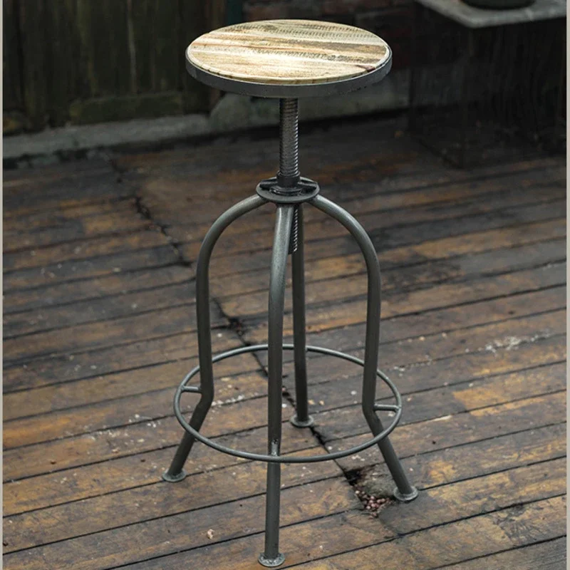 American Retro Bar Stool, Iron Do Old Counter Seats, Lift Adjustment High Chair, Stable Load-Bearing, Industrial Style Furniture