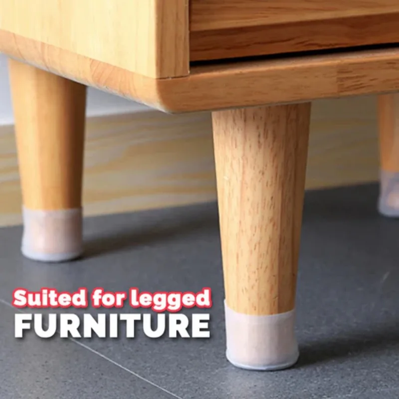 ซิลิโคนทนทานเก้าอี้ขา Caps ตารางฟุตแผ่นโปร่งใสเฟอร์นิเจอร์ครอบคลุมตัวป้องกัน Glides Leveling ถุงเท้า Home Decor