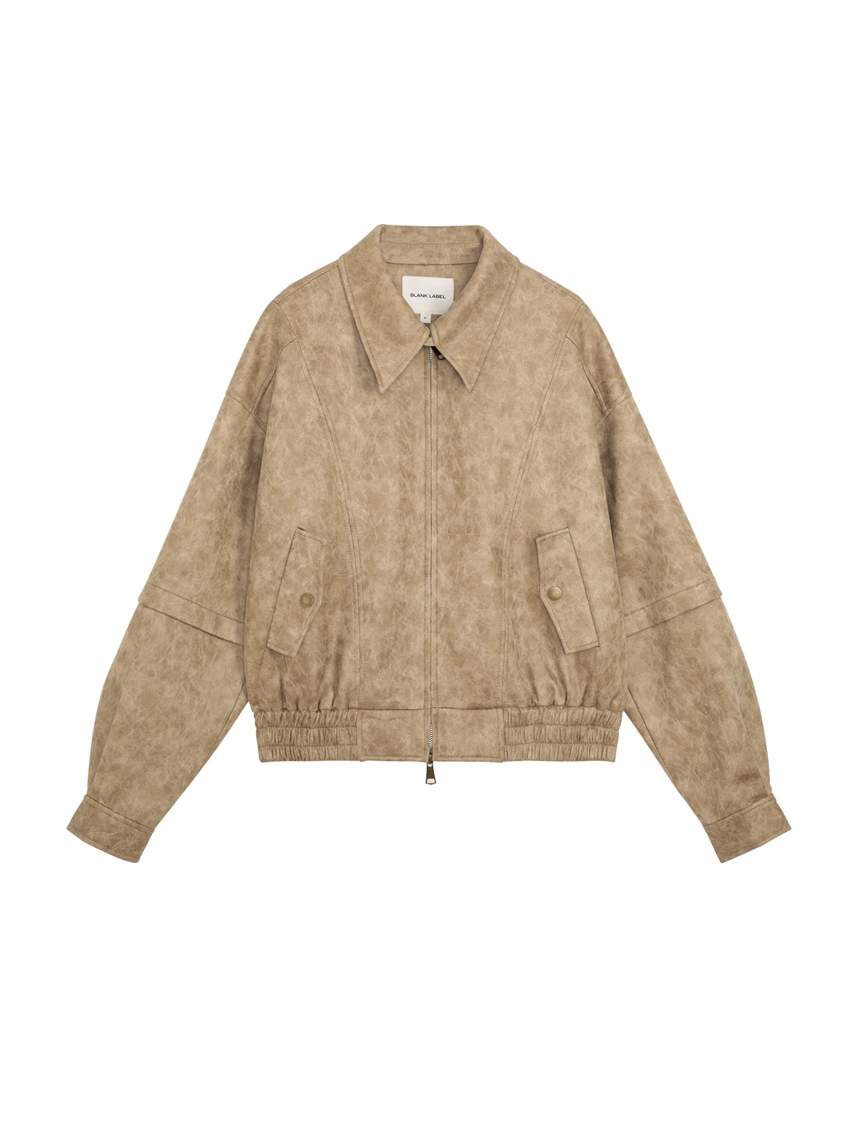 Giacca Moto in Pelle Scamosciata Retrò Neutra da Donna, Nuova Collezione Primavera Autunno 2025, Giacca in Pelle Senza Etichetta per Pendolarismo