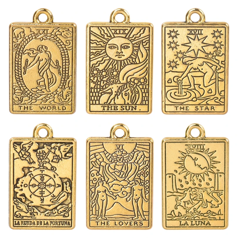 10pcs/lot Gold Plated Tarot Accessories DIY Bulk Wholesale Alloy Pendant Charm for Jewelry Making Necklace Earrings DIY Material