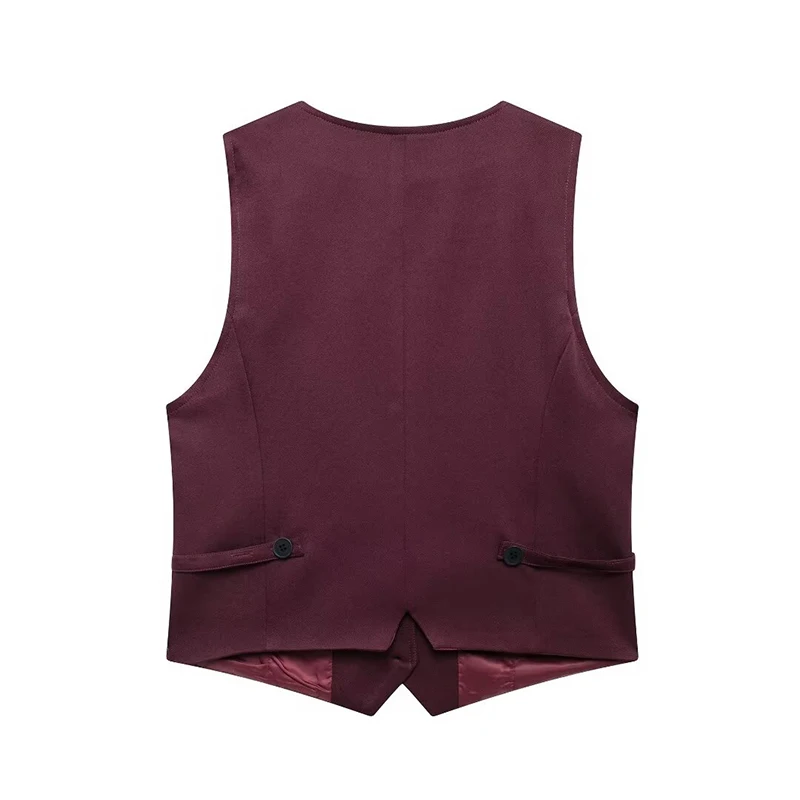 Willshela Women Fashion Solid Single Breasted Waistcoats Vest Vintage V-Neck Sleeveless Jackets Female Chic Lady Tank Tops