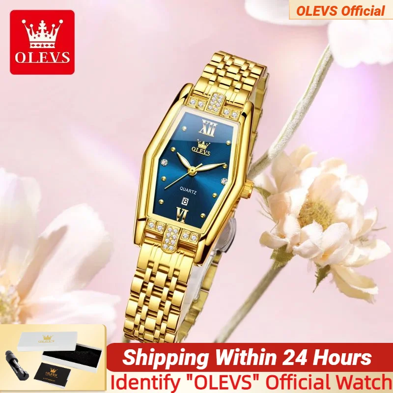 

OLEVS 3699 оригинальные кварцевые женские часы с квадратным циферблатом и бриллиантами, 2024, новые модные часы с автоматической датой для женщин