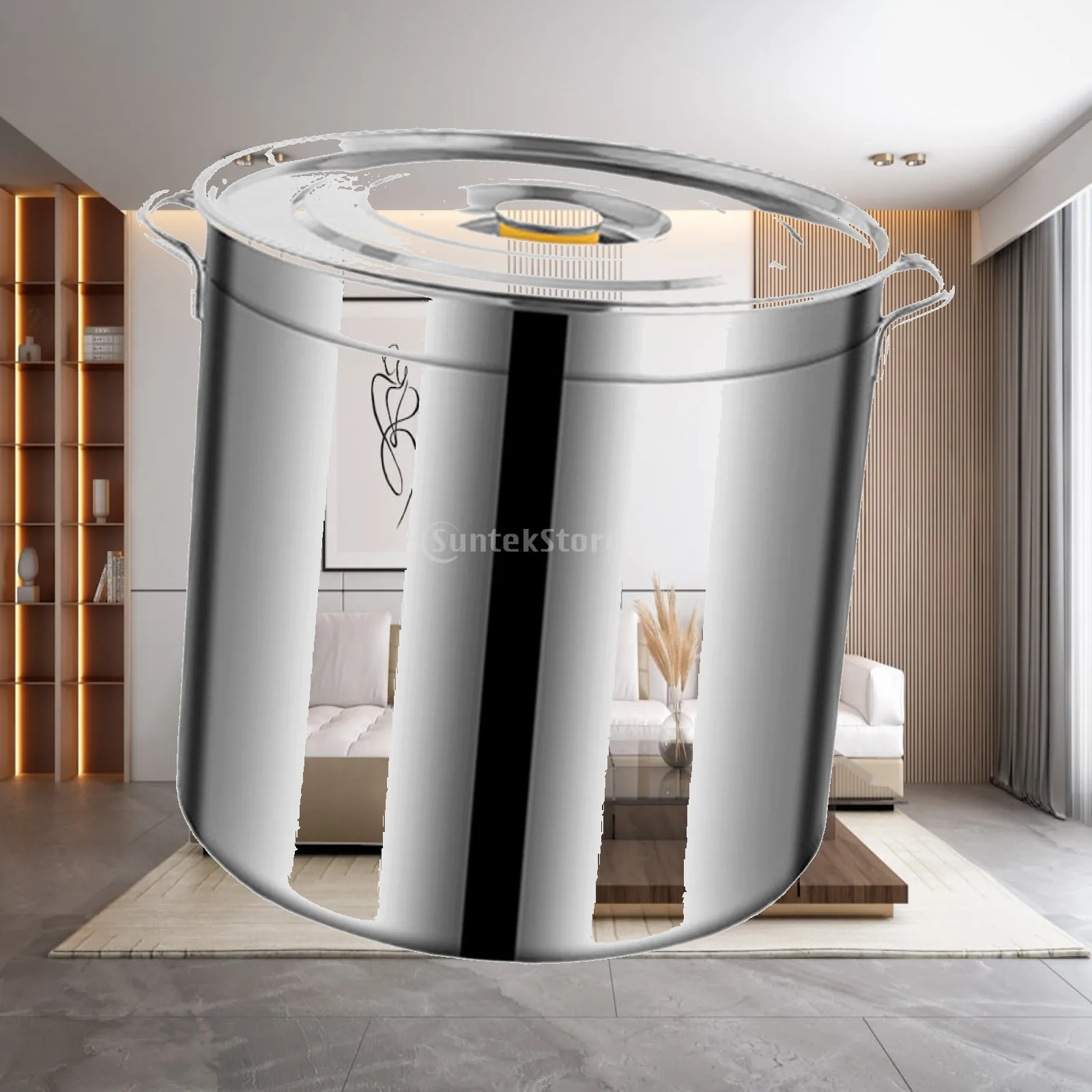 Stainless Steel Stockpot with Cover Composite Bottom Cook Pot for Household Commercial Kitchen Stew
