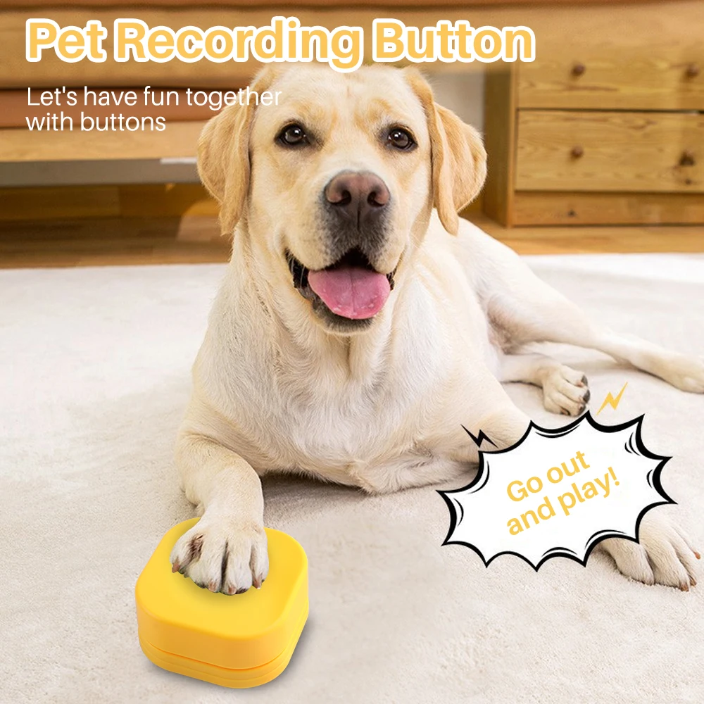 Pet Talking Recordable Button 10-20s Voice Recording Sound Box Communication Training Buzzer for Dogs Cats Lemon Yellow