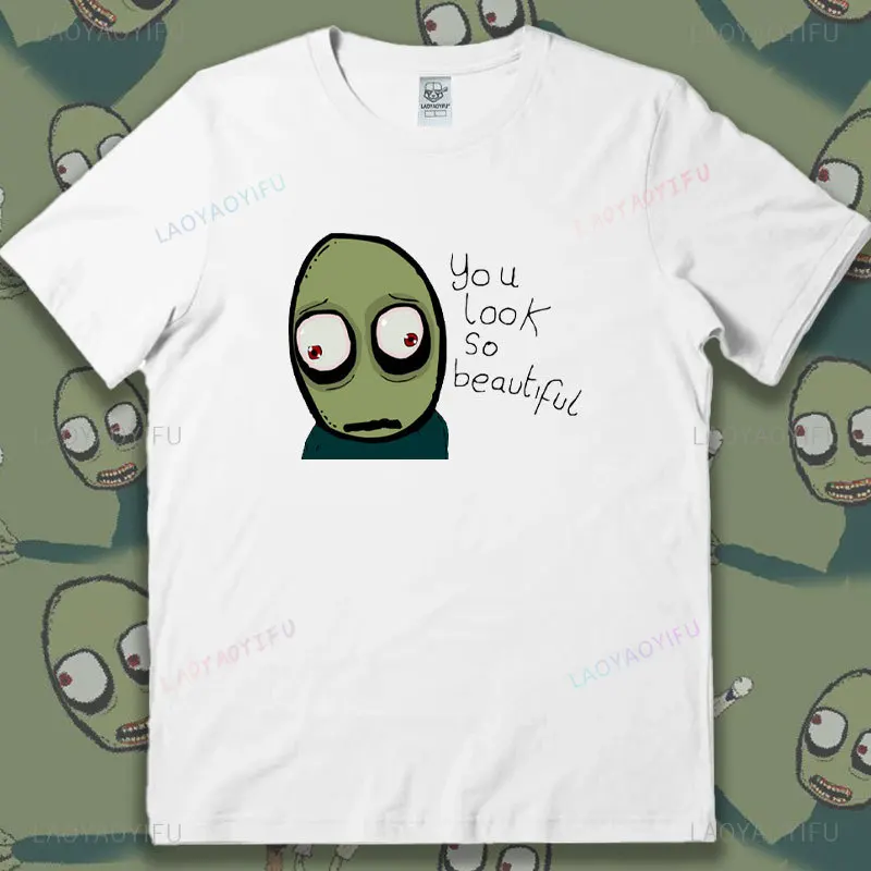 humor Cartoon Comics Salad Fingers Printed T Shirt Men Woman Summer Crew Neck Tops Cotton Casual Short Sleeve Game Player Shirts