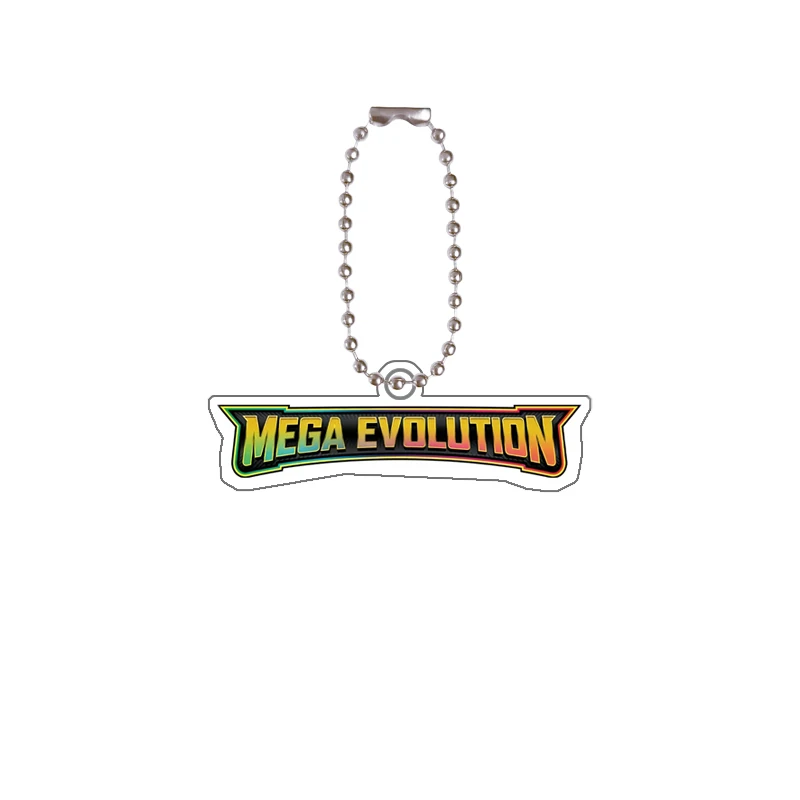 سلسلة كاملة سلسلة مفاتيح مصنوعة من الأكريليك للإنجليزية Mega Evolutions Sv10 Sv11 Sv9 151 شعار أنيمي سلسلة مفاتيح مصنوعة من الأكريليك حقيبة قلادة تزيين