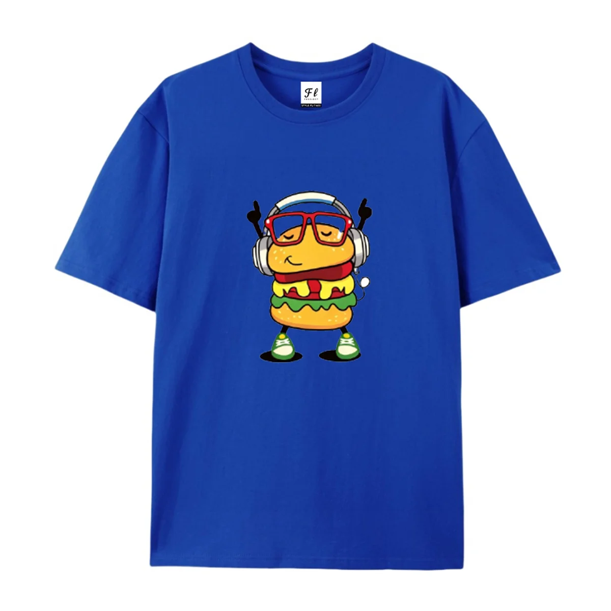 Men Women Unisex Oversized T Shirt Short Sleeve Tops Cartoon Burger Graphic Tees Loose Summer Cotton Casual Streetwear Tee