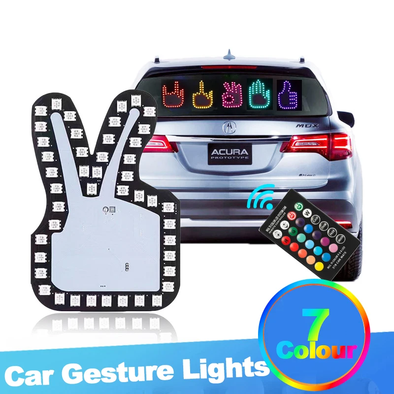 Colorful LED RGB USB Fun Gesture Light Car Finger Gesture Light Hand Lamp Fun Car Middle Finger LED Light Truck Car Accessories