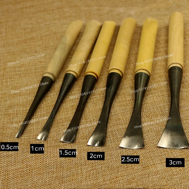 

6PC Hand Wood Carving Knife Set, 0.5-3cm Round Hole Digging Spoon Chisel, for Woodworking Carving