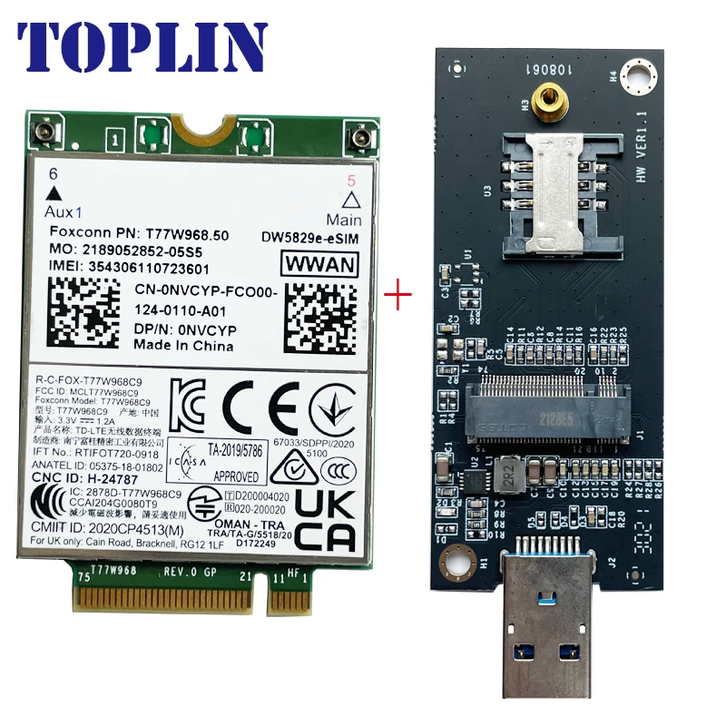 T77W968.50 DW5829e-eSIM DW5829e X20 LTE Cat9 450Mbps FDD-LTE TDD-LTE 4G Módulo Para Dell 7320 7330 7520 7530 7430 Laptop