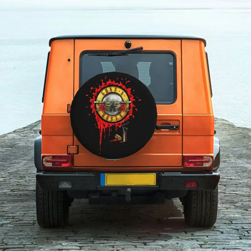 Custom Heavy Metal Guns N Roses Bullet Logo Spare Wheel Tire Cover for Prado Wrangler Jeep RV SUV Camper Vehicle Accessories