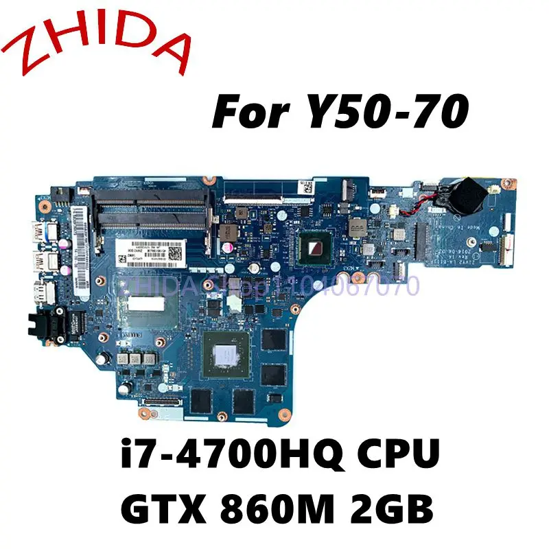 For Lenovo Y50-70 Laptop Motherboard With i7-4700HQ CPU GTX 860M 2GB main board 5B20F78873 ZIVY2 LA-B111P full test