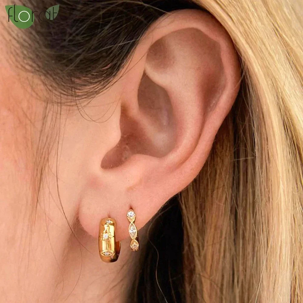 

925 Sterling Silver Needle Minimalist 24K Gold Earrings Fashion 11mm Hoop Earrings for Women Wedding Luxury Jewelry Gift