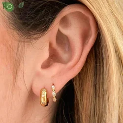 925 Sterling Silver Needle Minimalist 24K Gold Earrings Fashion 11mm Hoop Earrings for Women Wedding Luxury Jewelry Gift