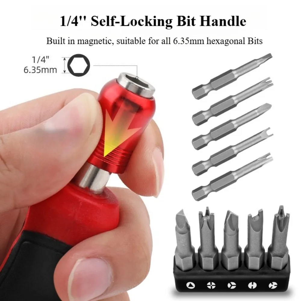 1/4'' Hex Screwdriver Handle Self-Locking Adapter Magnetic Screw Driver Bits Holder Screwdriver Bits Socket Wrench Tools