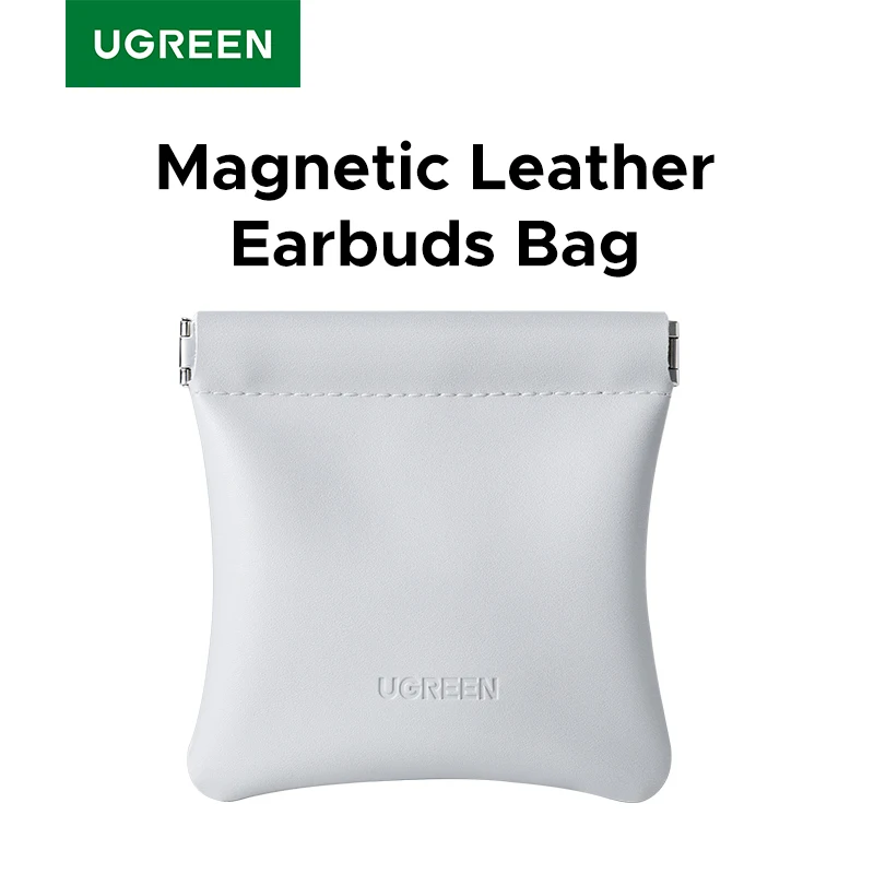 

UGREEN Magnetic Earphone Leather Bag Case for Bluetooth Open Ear Clip Wireless Earbuds In-ear Headphones Cable Wired Storage Bag