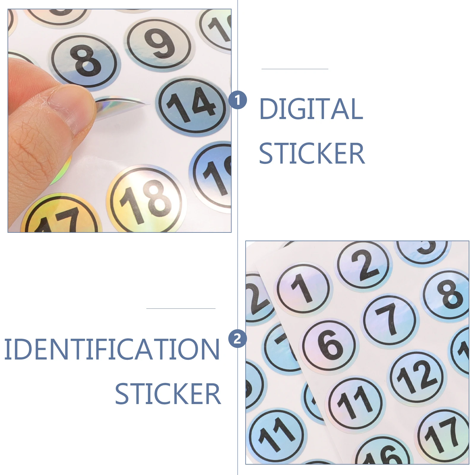 2 Sheets Numbered Stickers Adhesive Round Digital Labels for Classification Gym Locker Use Waterproof Non-residue Self-adhesive